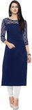 Women Solid Straight Kurta BLUE