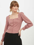 Casual Solid Women Pink Top