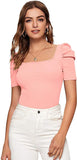 Casual Half Sleeve Solid Women Black Top Pink