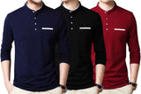 Solid Men Mandarin Collar White, Blue T-Shirt Blue, Maroon, Black