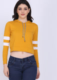 Casual Full Sleeve Color Block Women White, Black Top Yellow (Mustard)