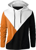 Color Block Men Hooded Neck White, Red, Black T-Shirt Black-White-Orange