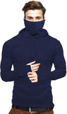 Solid Men Hooded Neck Black T-Shirt Navy Blue